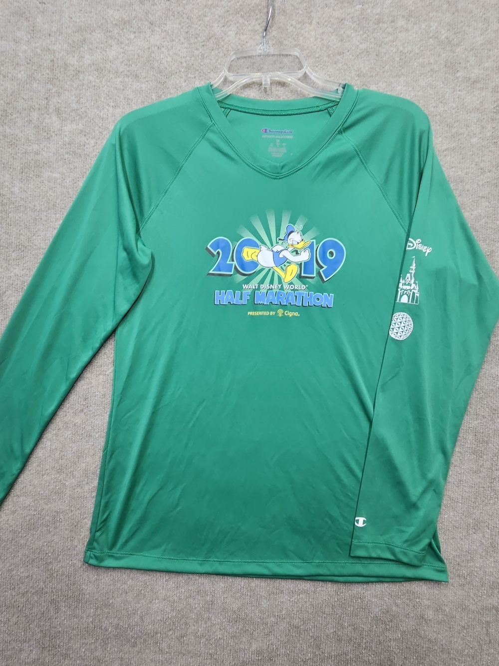 Champion Disney 2019 Half Marathon Shirt Medium Emerald Green Long Sleeve
